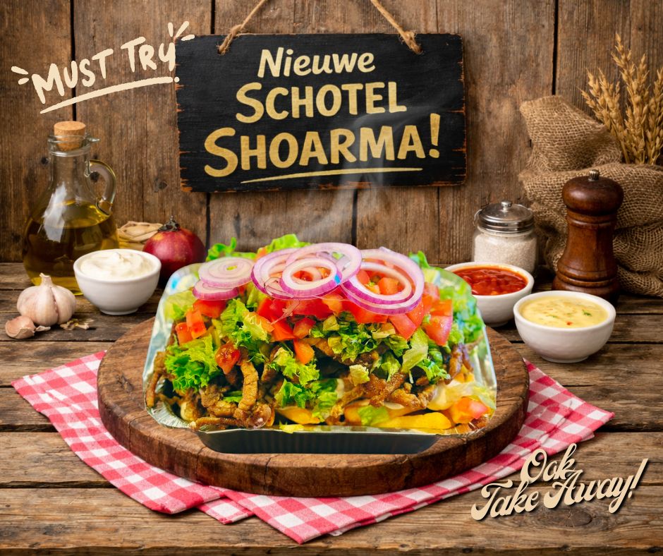 Loaded fries shoarma, schotel shoarma in frituur chapeau te Peer centrum