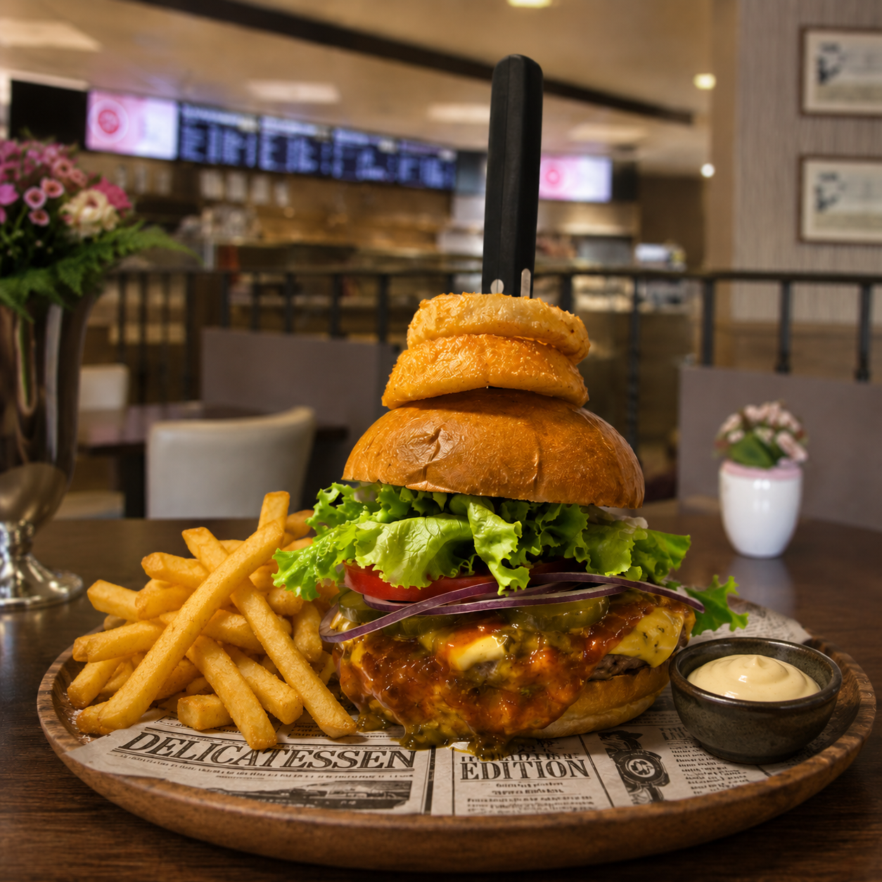 Hamburger, smashburger, beef, frituur Chapeau in Peer